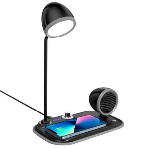 3 in 1 Wireless Charger Lamp with Speaker - Black