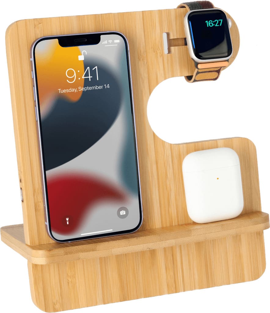 3-in-1 Bamboo 10W Charging Station