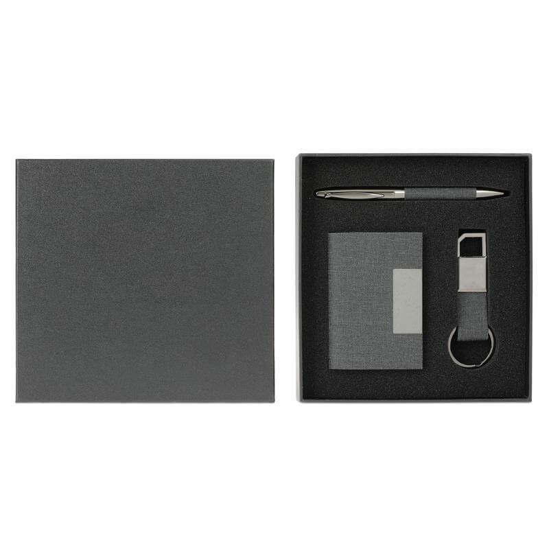 Gift set card holder keychain and pen