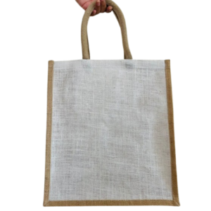 Jute White Dyed Tote Bag (Vertical)