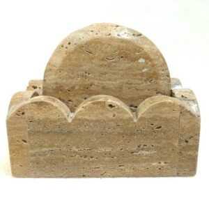 Travertine Coaster With Travertine Coaster Holder