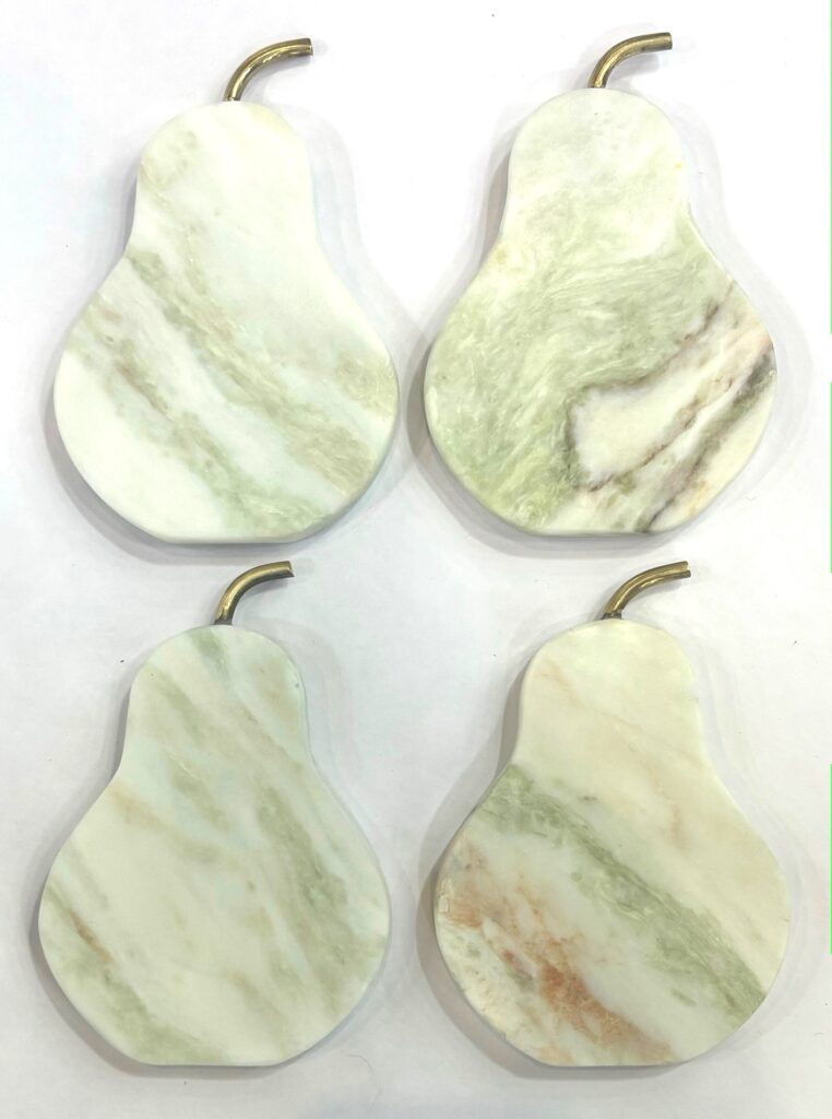 “Pear” Marble Coasters with Brass Stem
