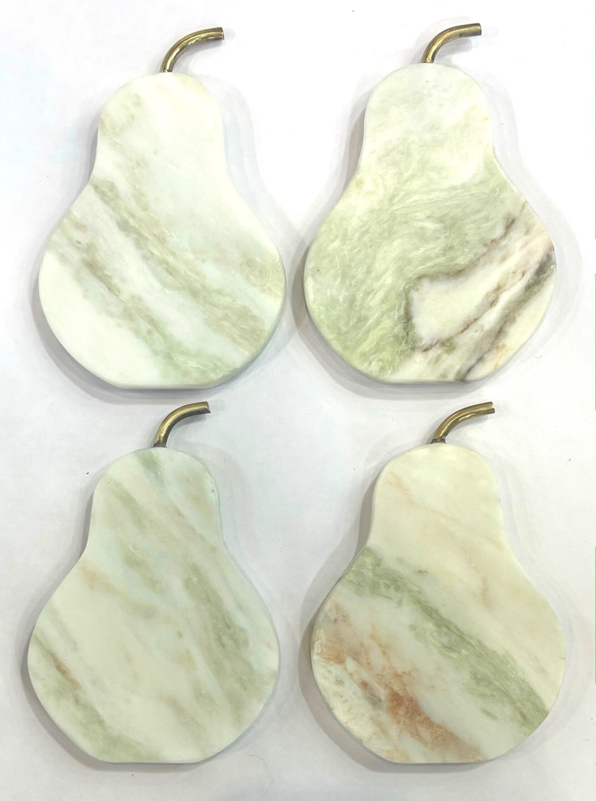 “Pear” Marble Coasters with Brass Stem