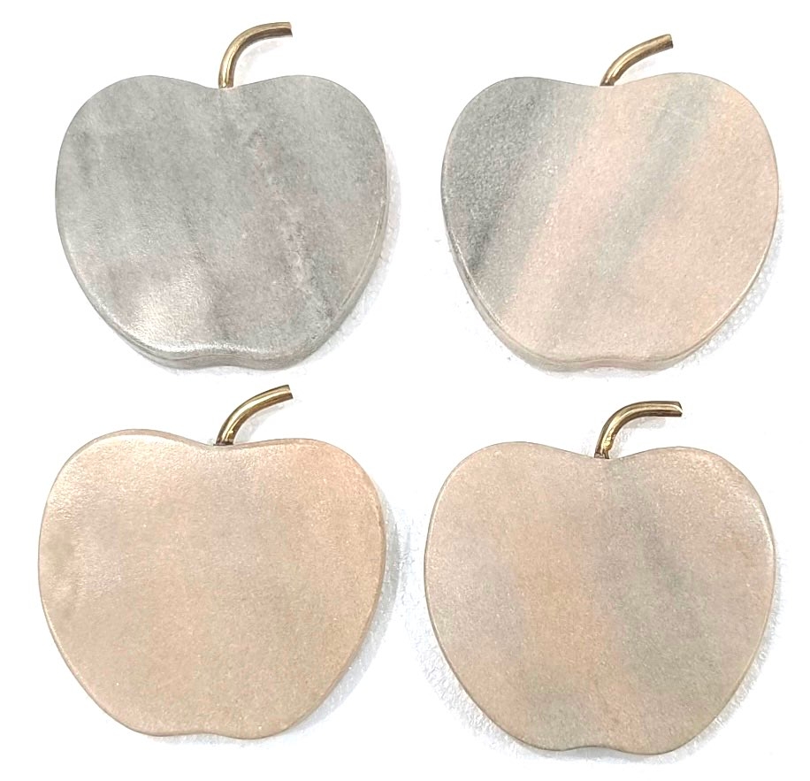 “Apple” Marble Coasters with Brass Stem