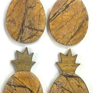 “Pineapple” Marble Coasters with Wooden Top
