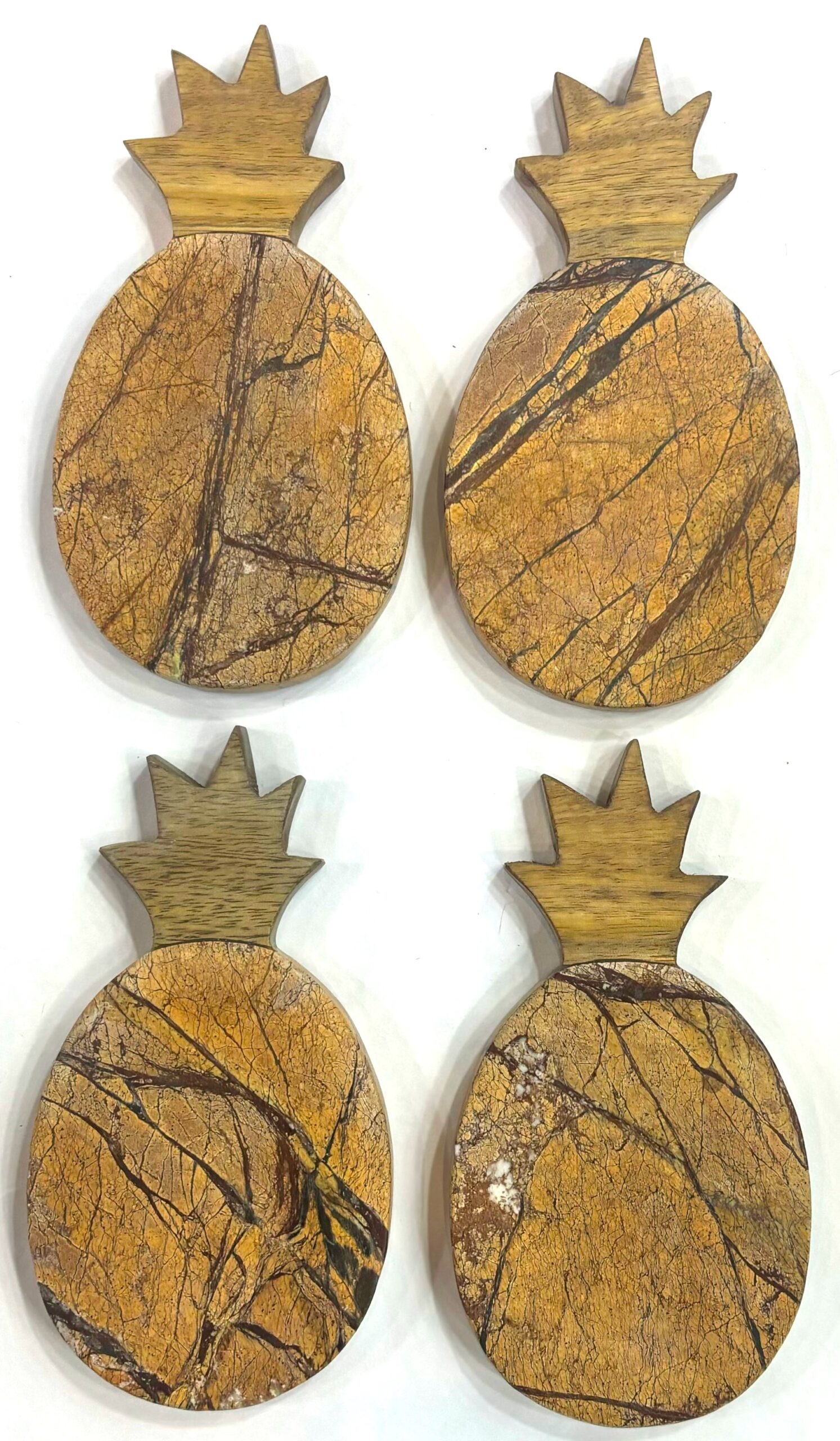 “Pineapple” Marble Coasters with Wooden Top