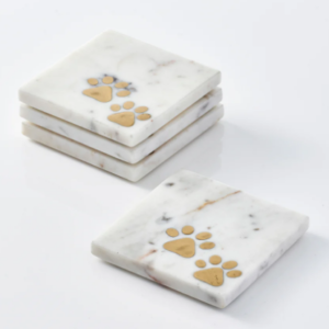 Marble “Paw” Coasters with Brass Inlay