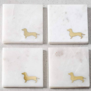 Marble “Dog” Coasters with Brass Inlay