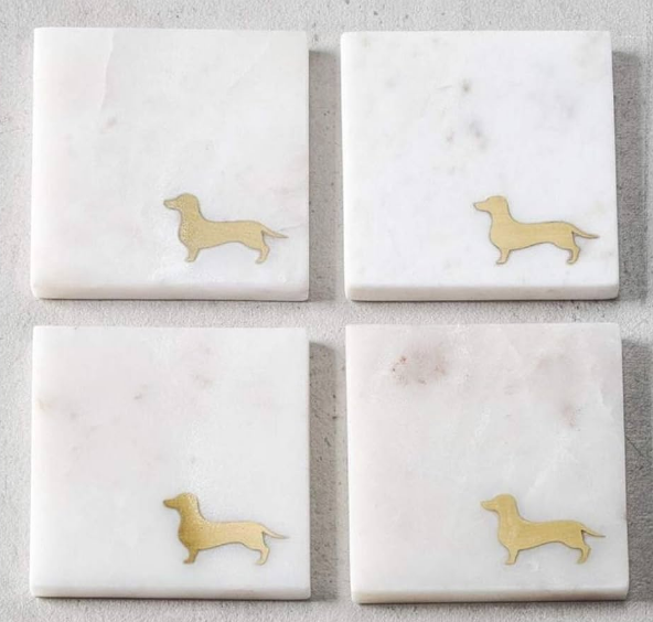 Marble “Dog” Coasters with Brass Inlay