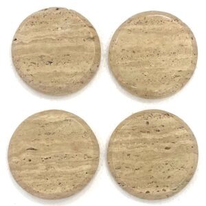 Beige Travertine Round Beveled Coasters