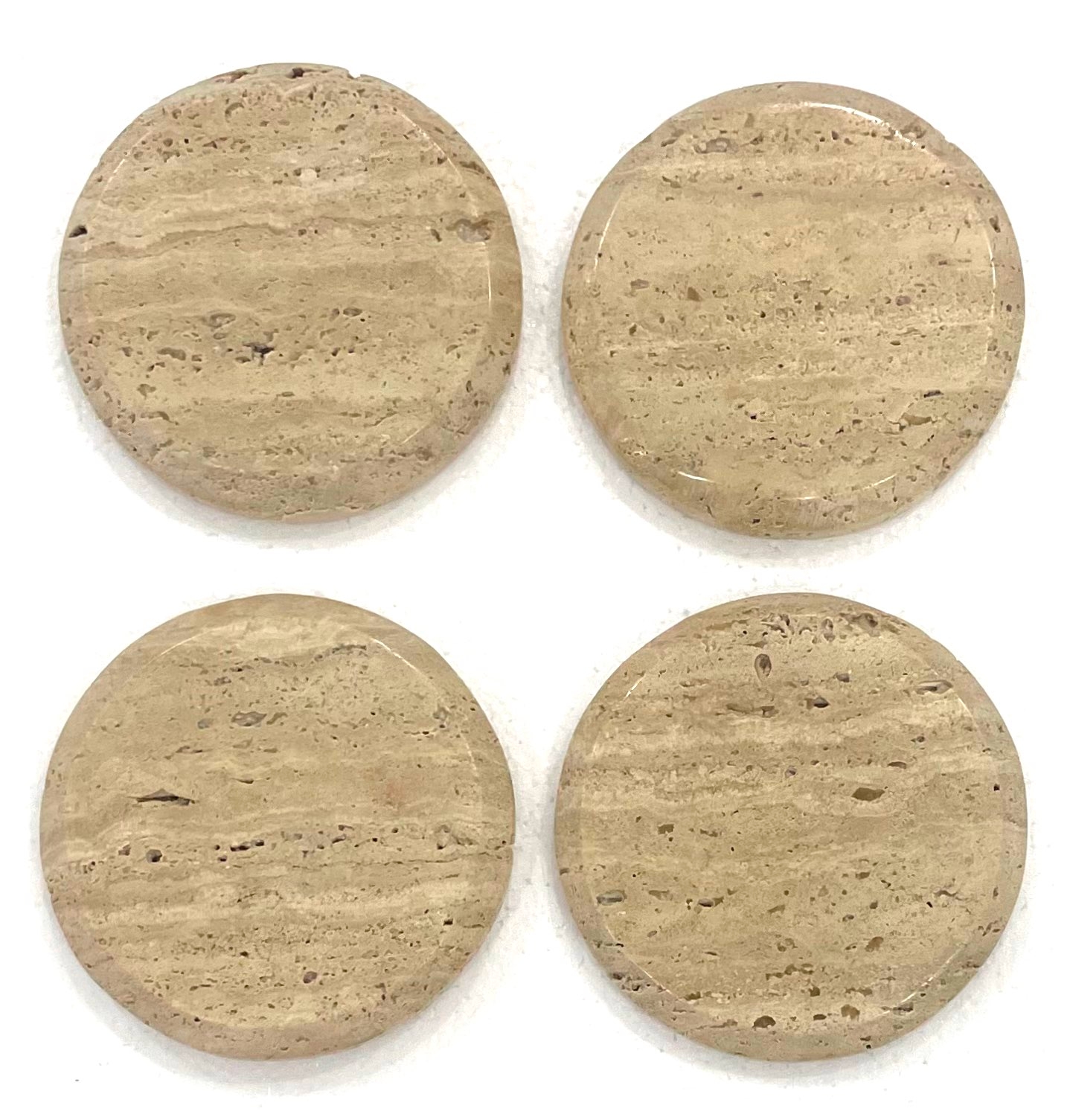 Beige Travertine Round Beveled Coasters