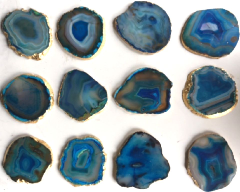 Blue Agate Coasters with Gold leaf Foiling
