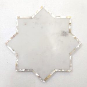 White Marble Star With Mother of Pearls Inlay