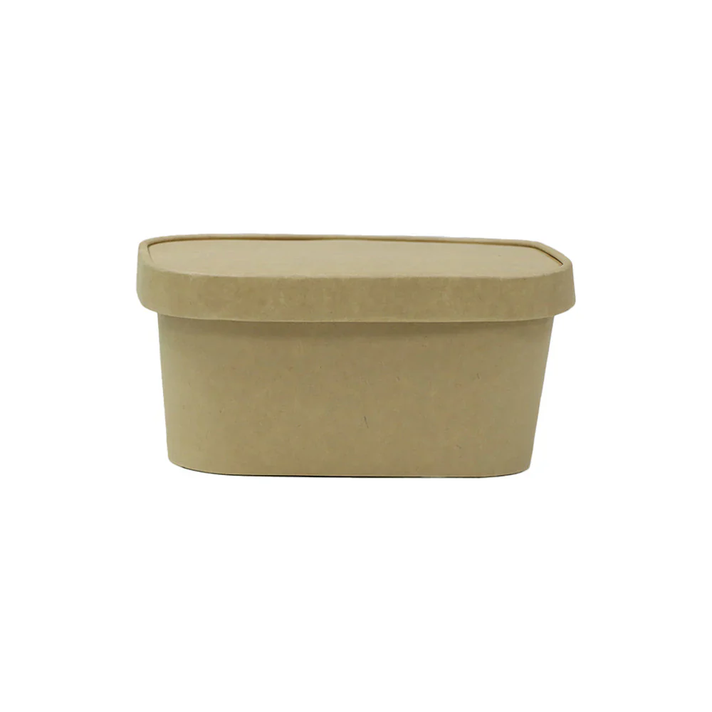 Kraft Rectangular Paper Containers – 500ml–1000ml | Paper/PP Lids