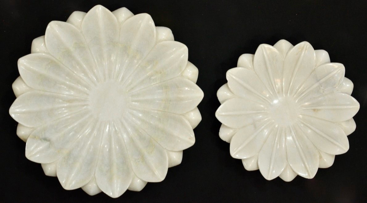 White Marble Flower “Decorative” Platters