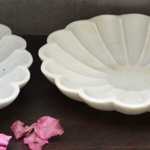 White Marble Flower Decorative Bowls