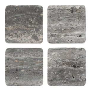 Gray Travertine Round Coasters