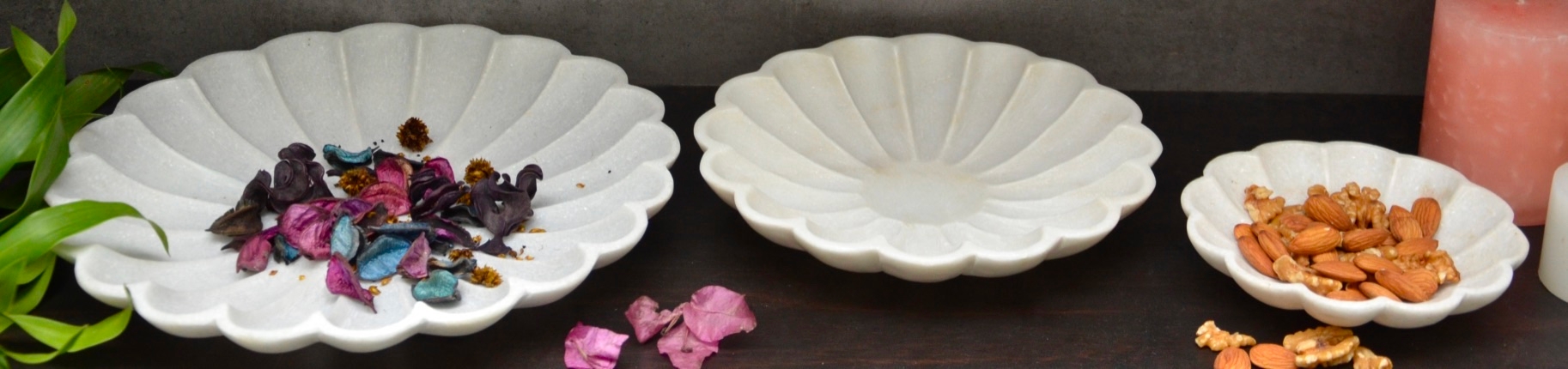 White Marble Flower Decorative Bowls