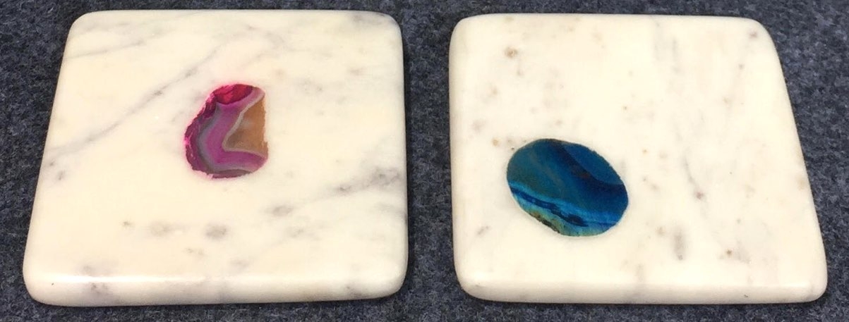 Creamish Marble Coasters with Agate inlay