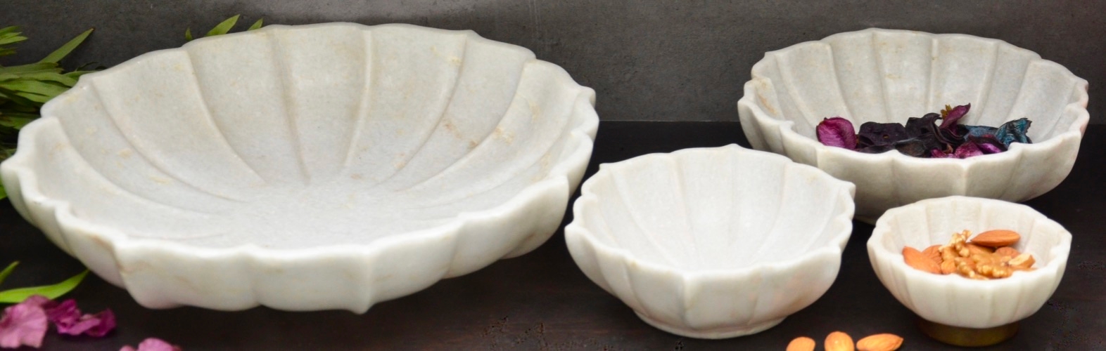 Marble Lotus Bowls