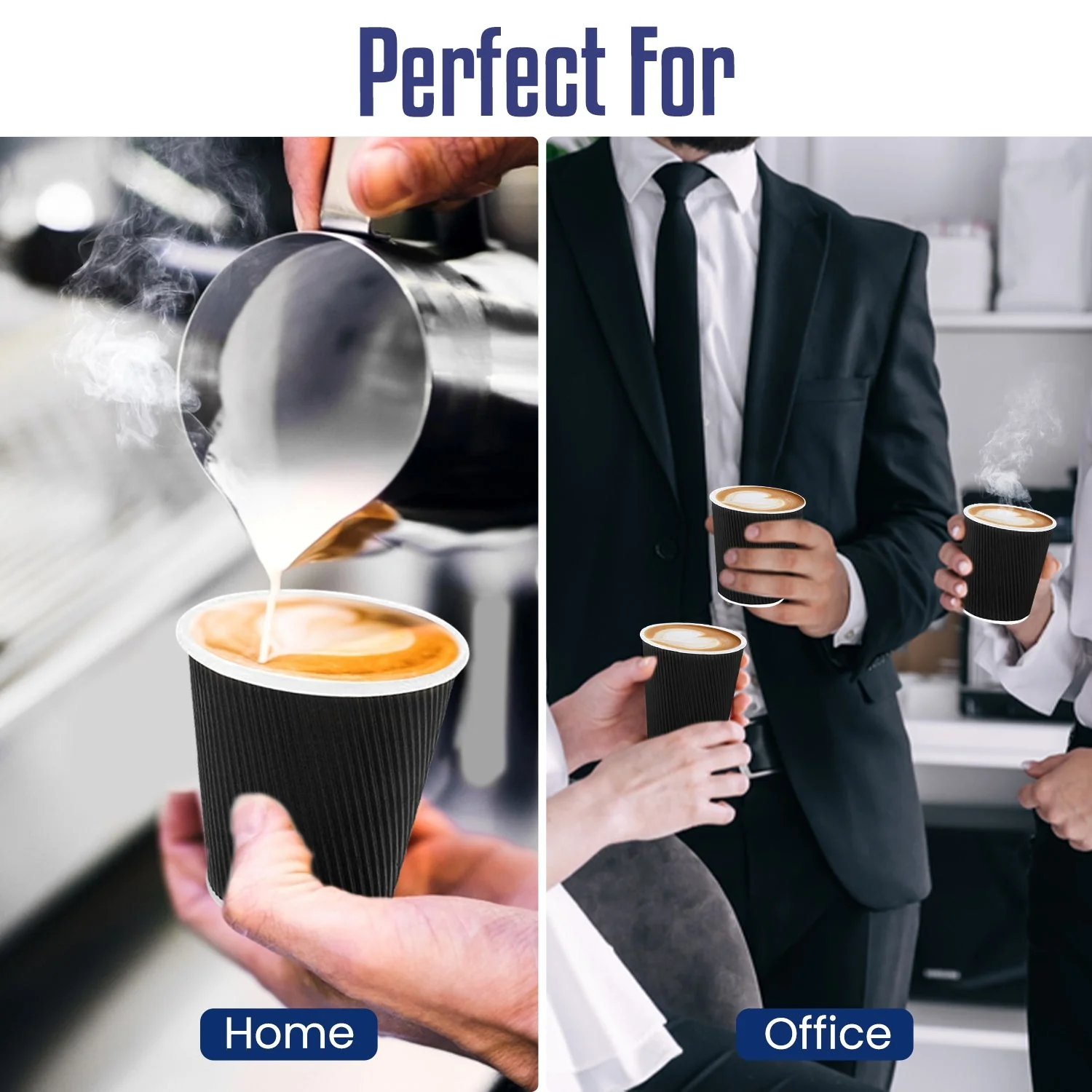 Black Ripple Coffee Cups | Insulated Disposable Hot Drink Cups - Image 4