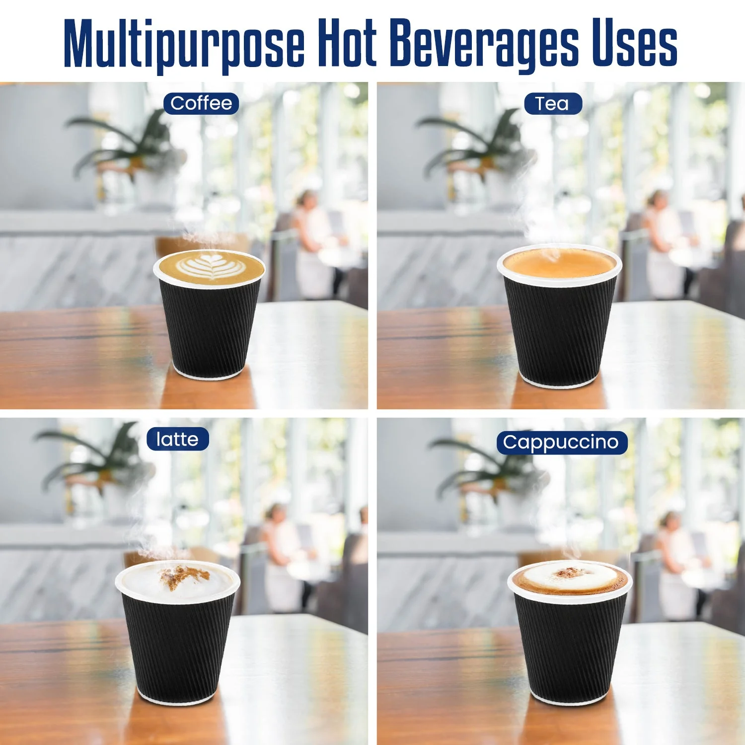 Black Ripple Coffee Cups | Insulated Disposable Hot Drink Cups - Image 5