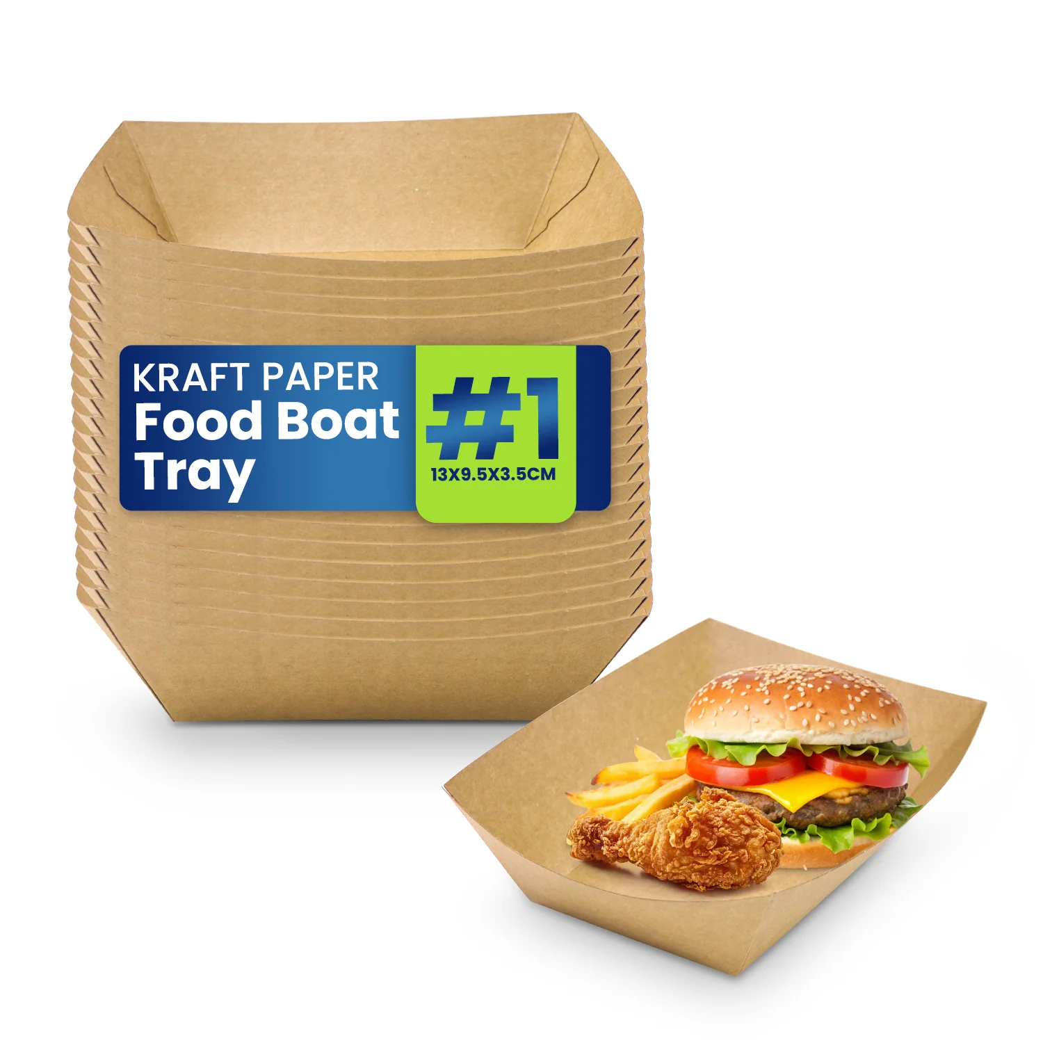 Kraft Boat Trays – Brown & White | #1–#4 | Eco-Friendly Disposable Food Trays