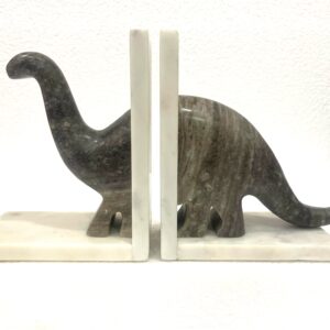 White & Brown Marble Dinosaur Bookend