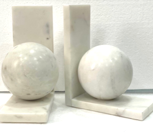 Creamish White Marble Ball Bookends