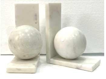 Creamish White Marble Ball Bookends