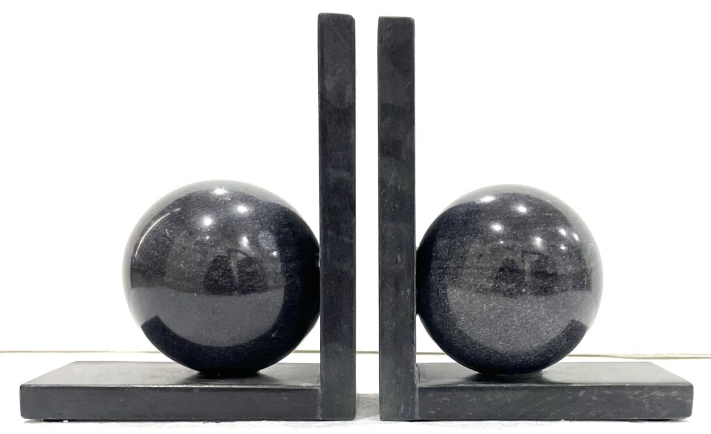Black Marble Ball Bookends