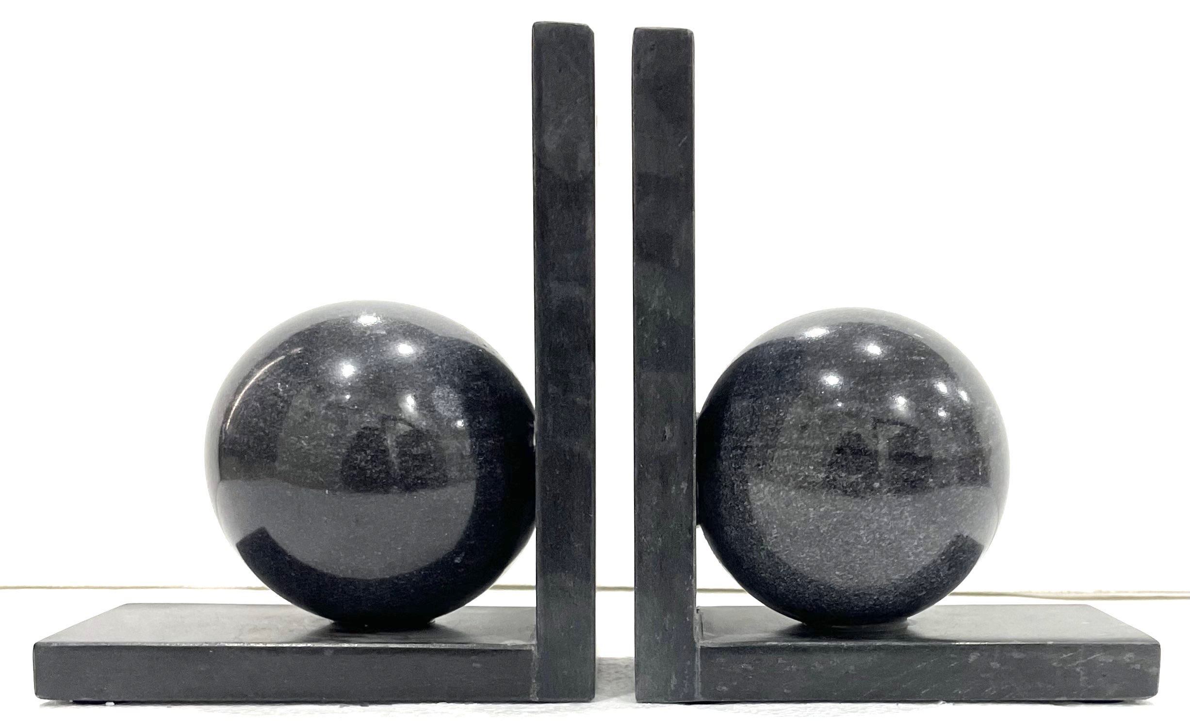 Black Marble Ball Bookends