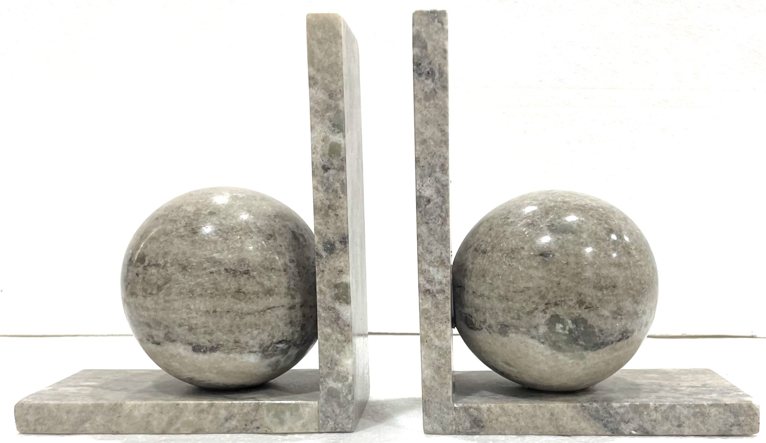 Grayish Brown Marble Ball Bookends