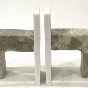 Creamish White and Beige Marble Bookends