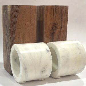 Marble and Wood Bookends