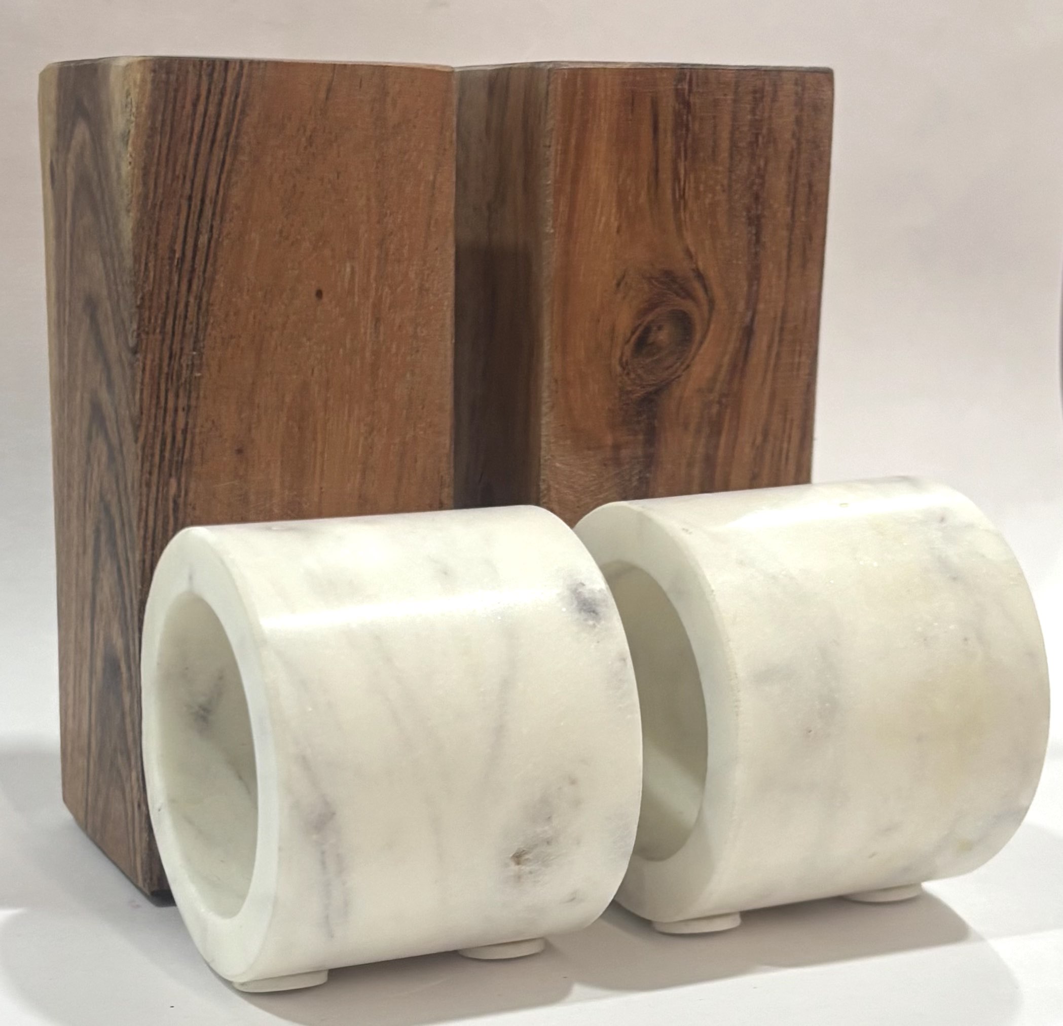 Marble and Wood Bookends