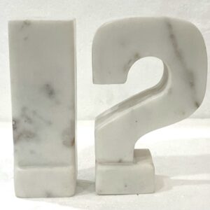 Creamish White Marble Question and Exclamation Marble Bookends