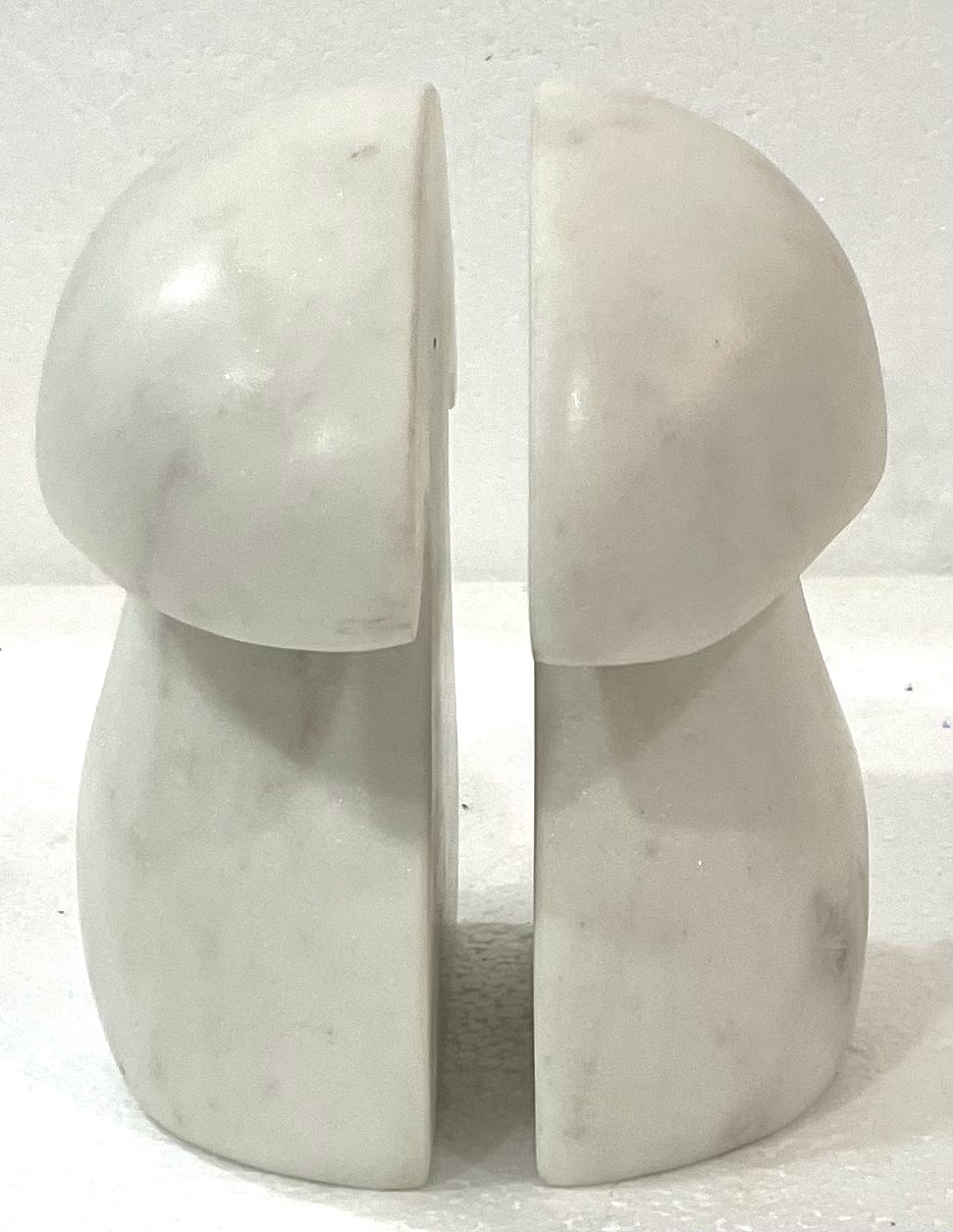 Creamish White Marble Mushroom Bookends
