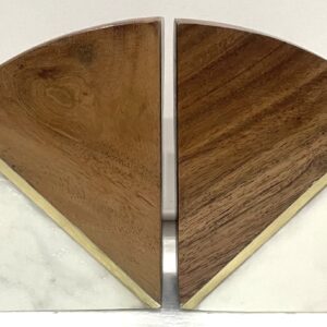 Marble and Wood Jointed Bookends