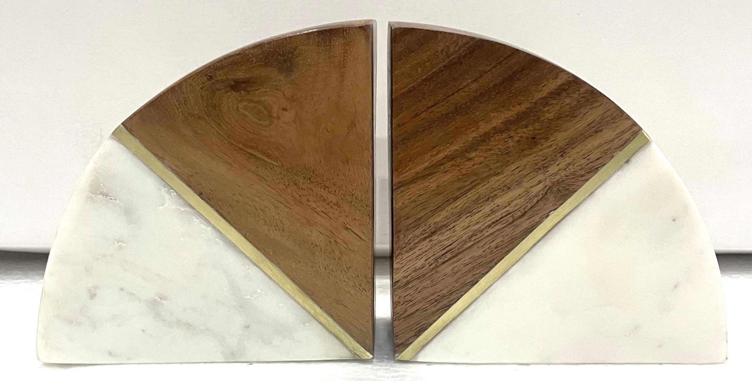 Marble and Wood Jointed Bookends