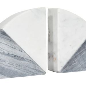 Creamish White Marble and Gray Marble Jointed Bookends Bookends