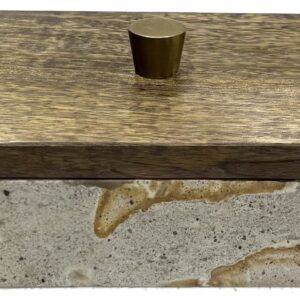 Leopard Marble Box With Wood Lid And Metal Knob