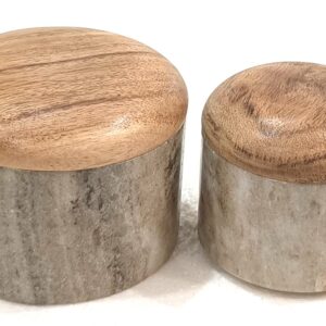 Beige Marble Boxes With Wood Lid