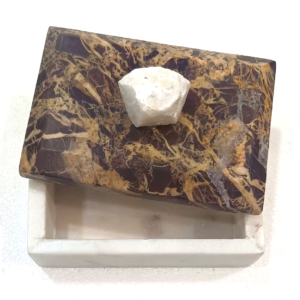 White Marble Box With Red Cherry Lid & White Marble Knob