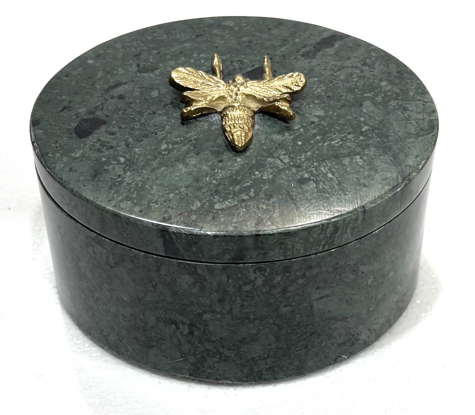 Green Marble Vanity Box With Butterfly Metal