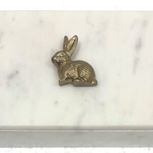 White Marble Rectangular Box With Bunny Metal Pasted On Lid