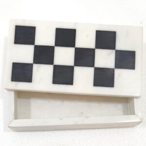 White Marble Box With Black Resin Squares