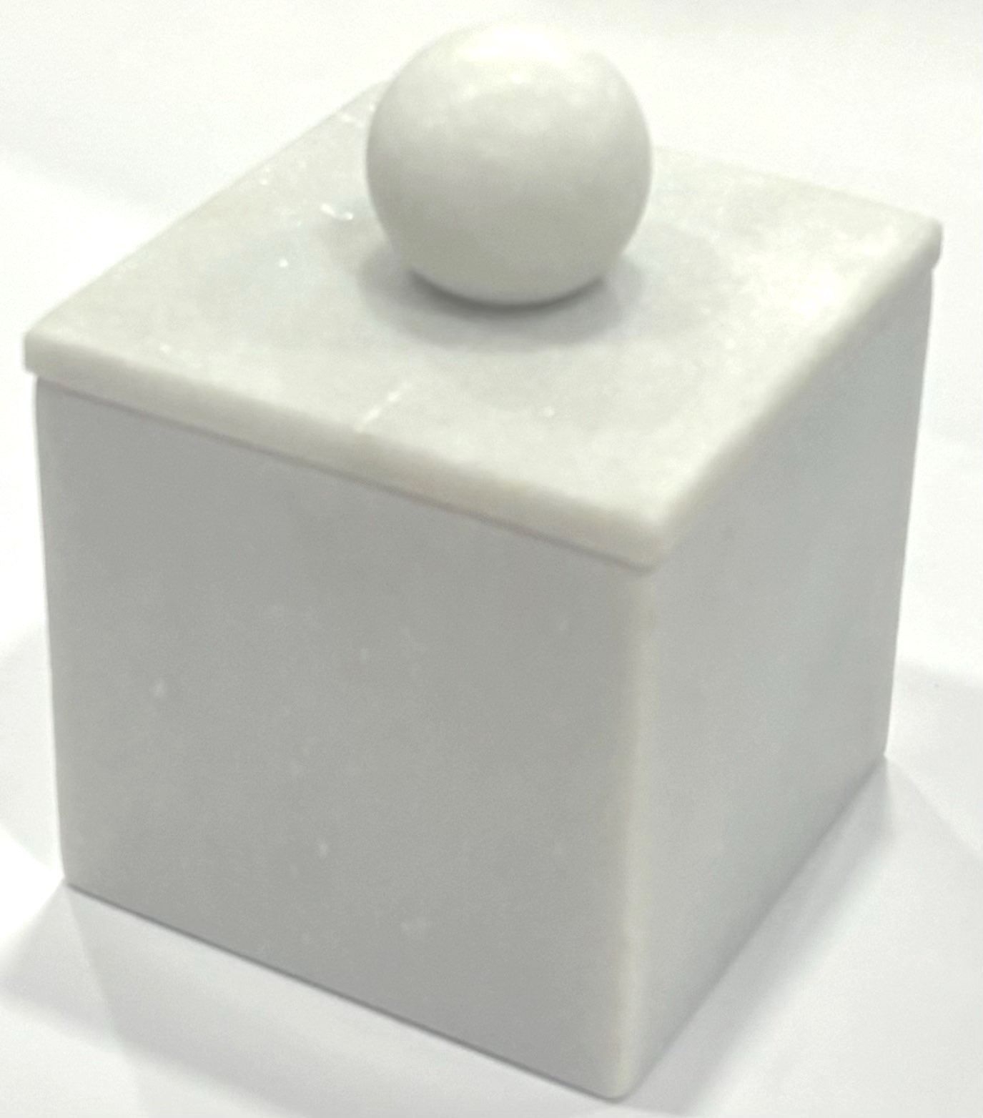 White Gray Marble Jointed Box with Marble Knob