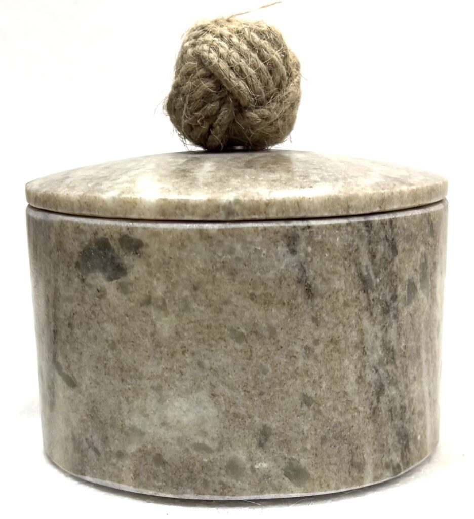 Beige Marble Round Box