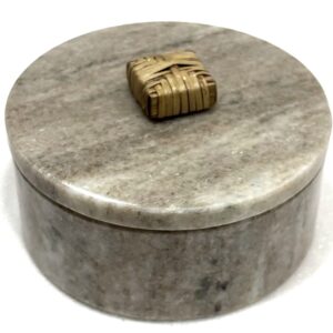 Beige Marble Box With Rattan Knob